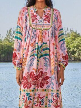 FARM Rio Fruits Queen Scarf Midi Dress XS